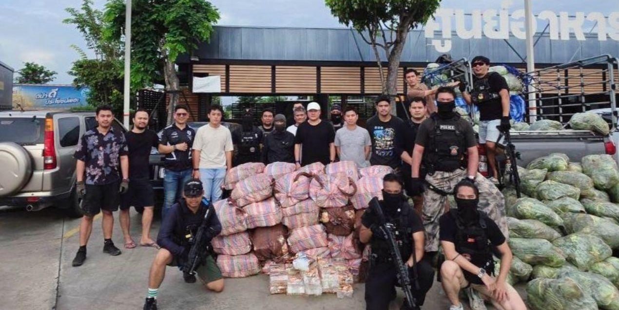 #泰国 警方查获跨境大宗贩毒车队，一吨冰毒藏匿卷心菜内运往曼谷，四名运毒人员悉数落网