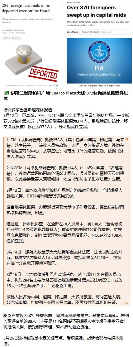 🇵🇰 伊斯兰堡斯帕科广场“Sparco Plaza大楼”372名狗推被抓事件！