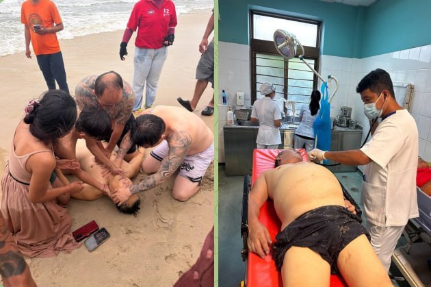 #柬埔寨资讯：西港一名中国男子在奥特莱斯海滩溺水，目前已被紧急送往医院救治。