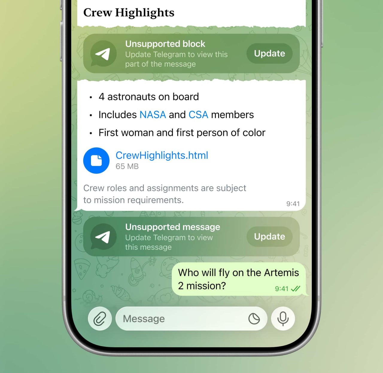 ✈️ Telegram 推出欢迎消息等功能，消息按钮与礼物签名同步上线